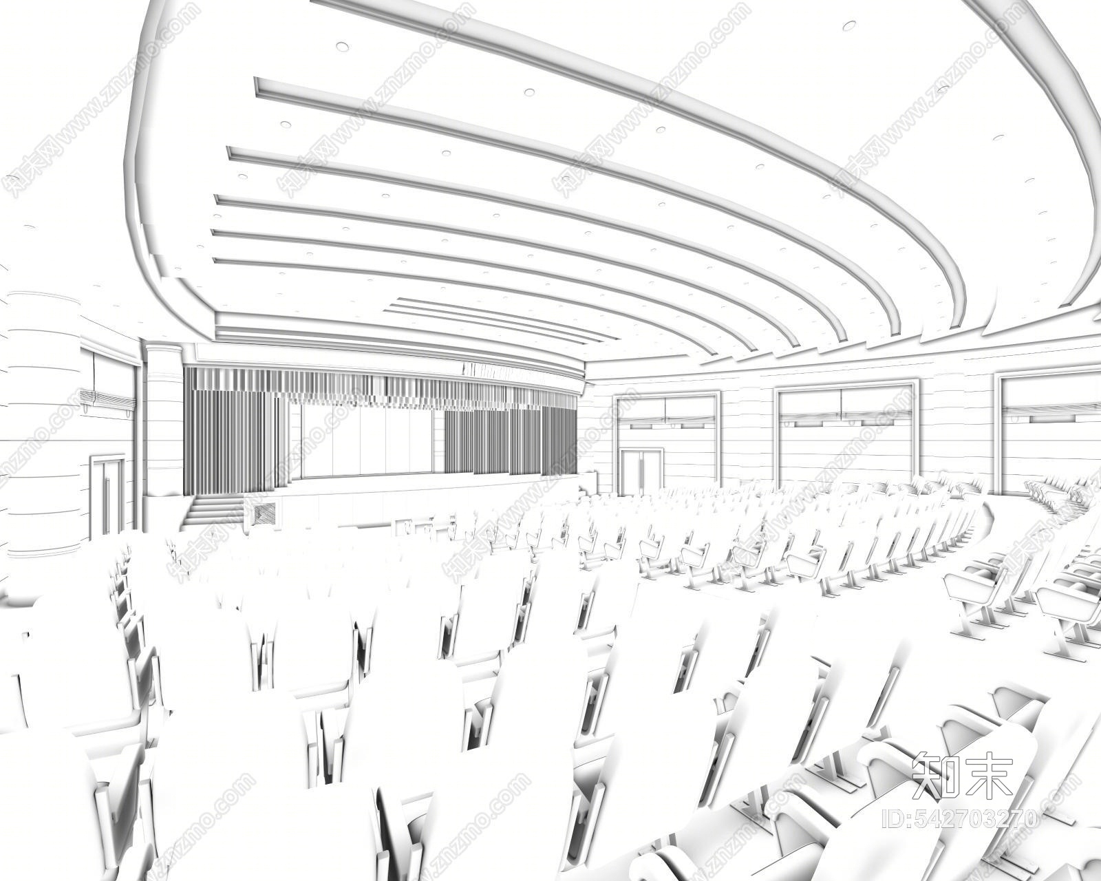 现代学校大礼堂3D模型下载【ID:542703270】