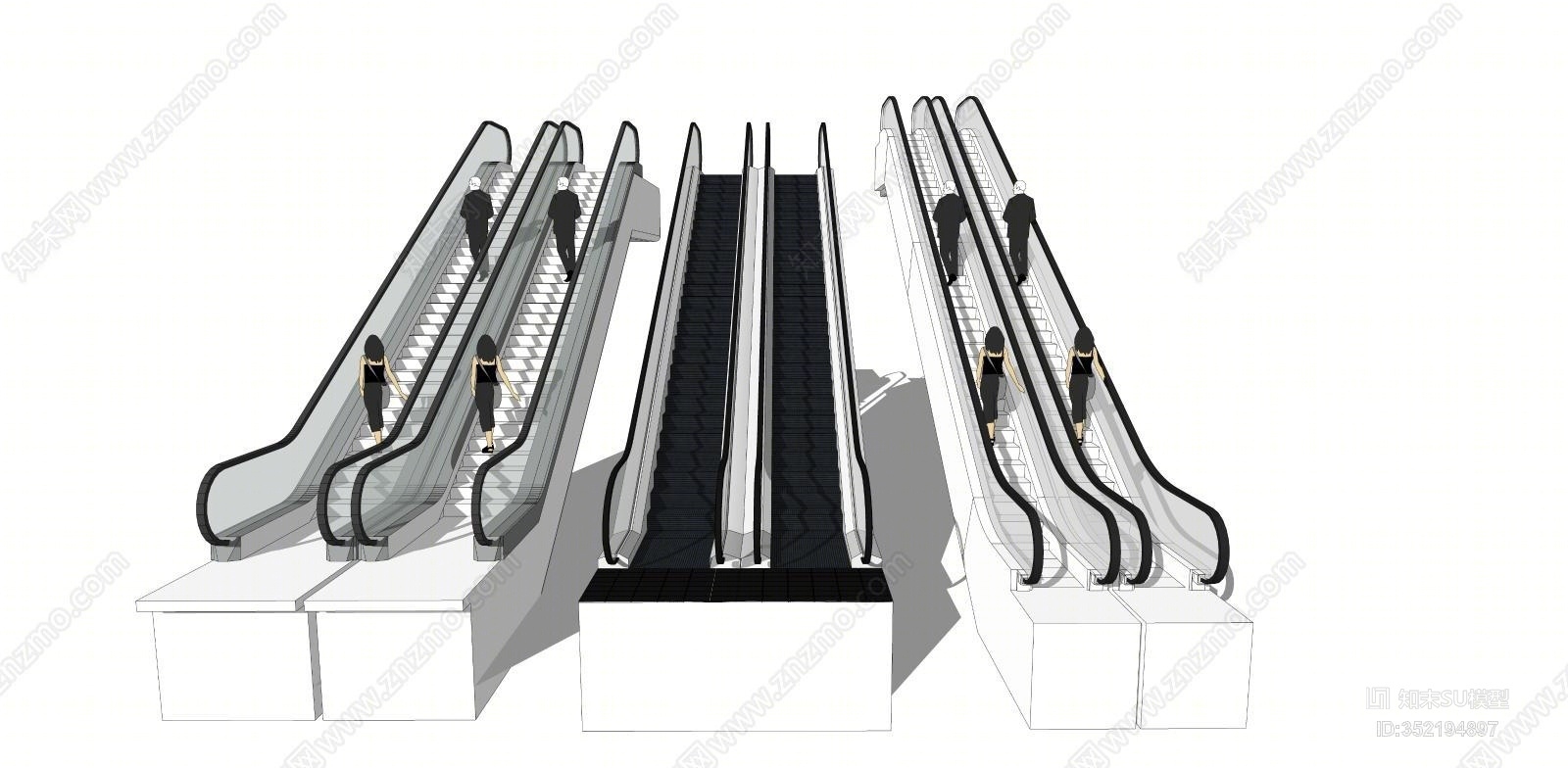 现代风格电动扶梯SU模型下载【ID:352194897】