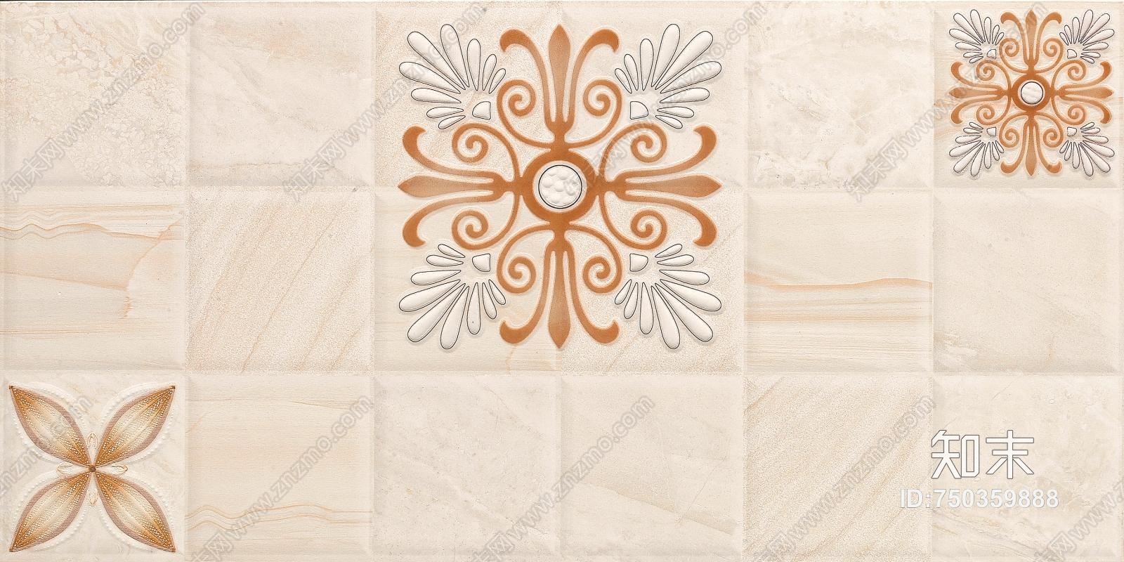 米黄色腰线瓷砖贴图下载【ID:750359888】