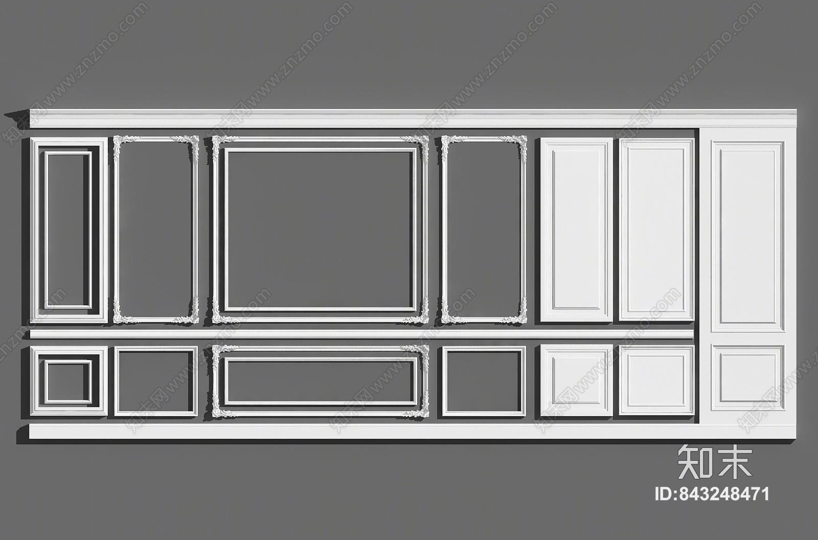 简欧石膏线条3D模型下载【ID:843248471】