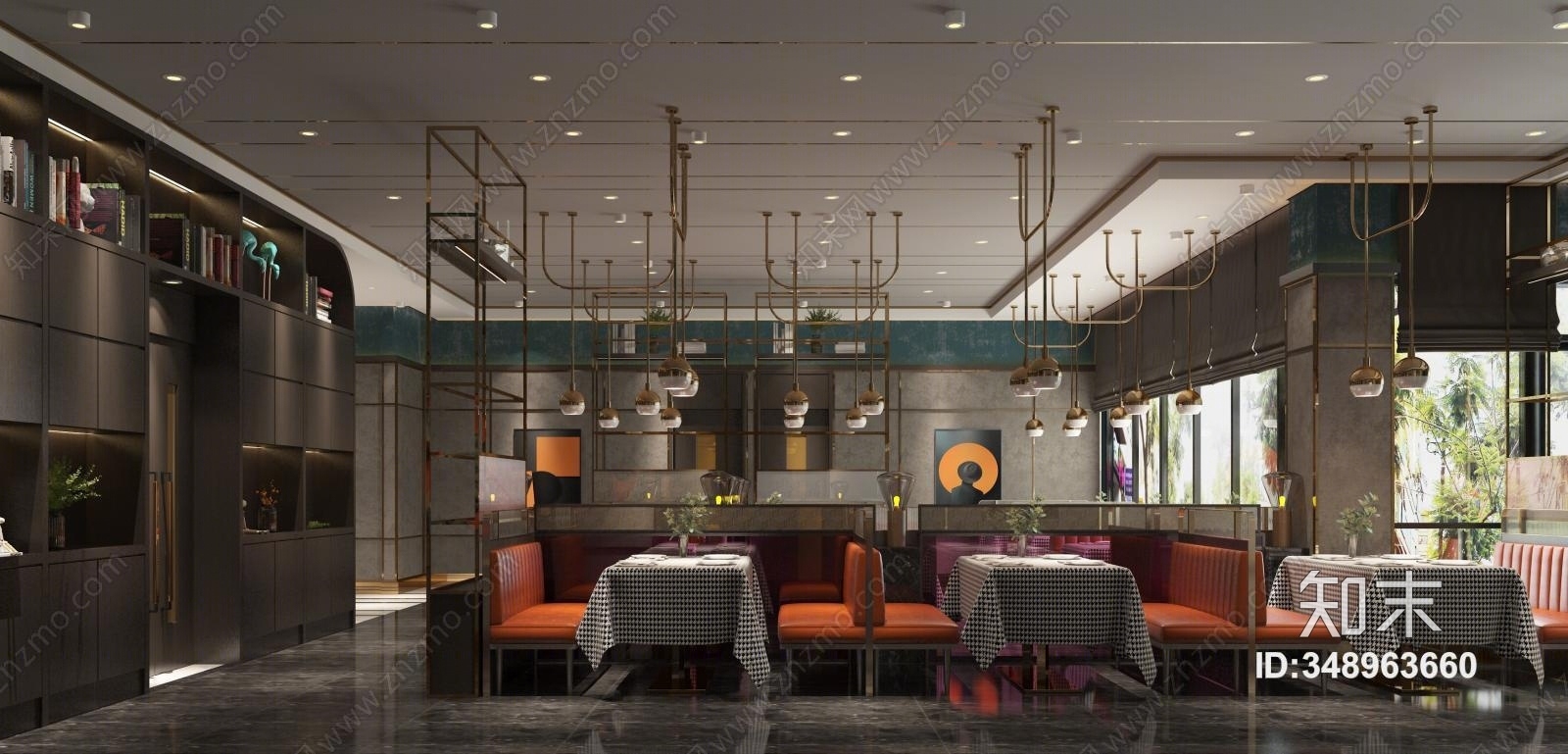 后现代轻奢餐厅3D模型下载【ID:348963660】