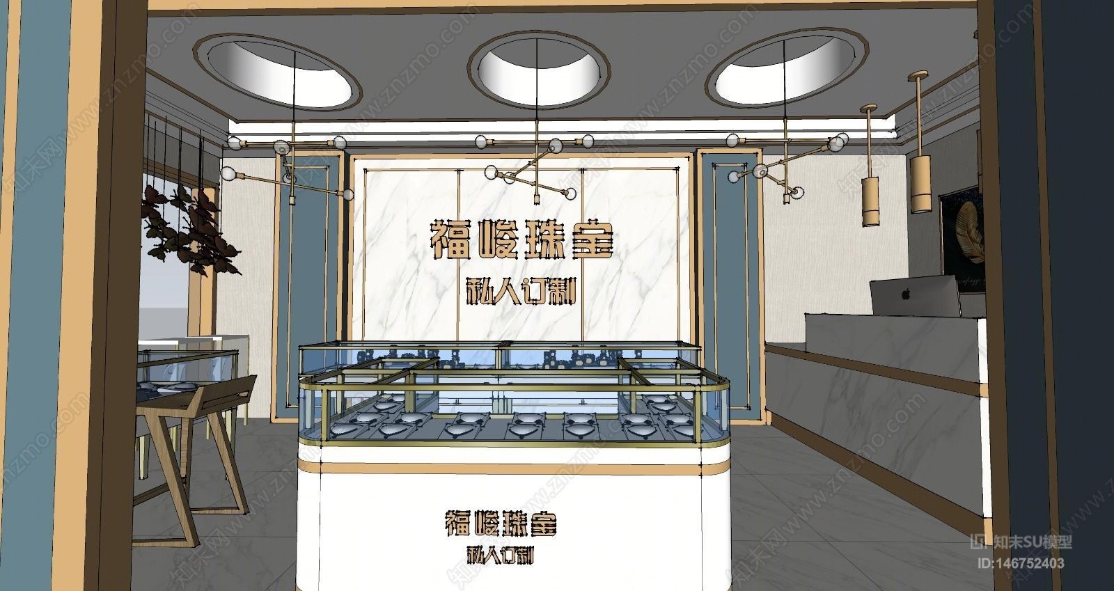 现代风格珠宝店SU模型下载【ID:146752403】