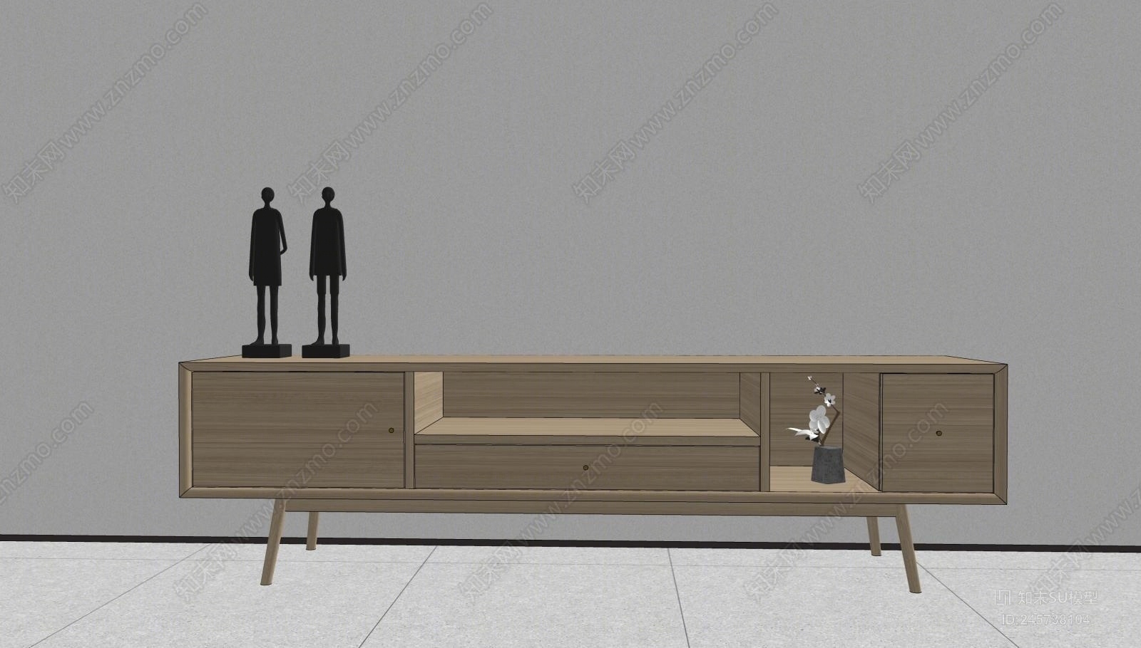 北欧简约实木电视机柜SU模型下载【ID:245738104】