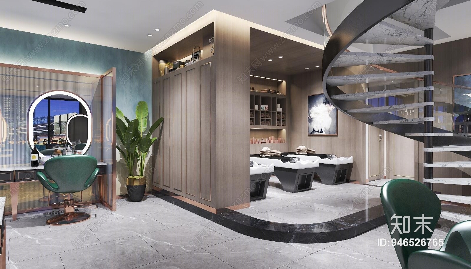 现代美容美发理发店3D模型下载【ID:946526765】