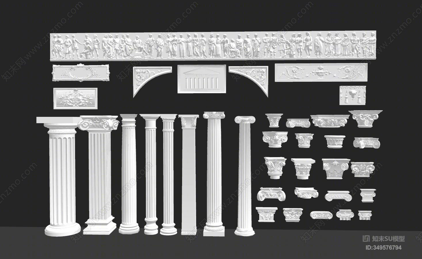 欧式风格罗马柱SU模型下载【ID:349576794】