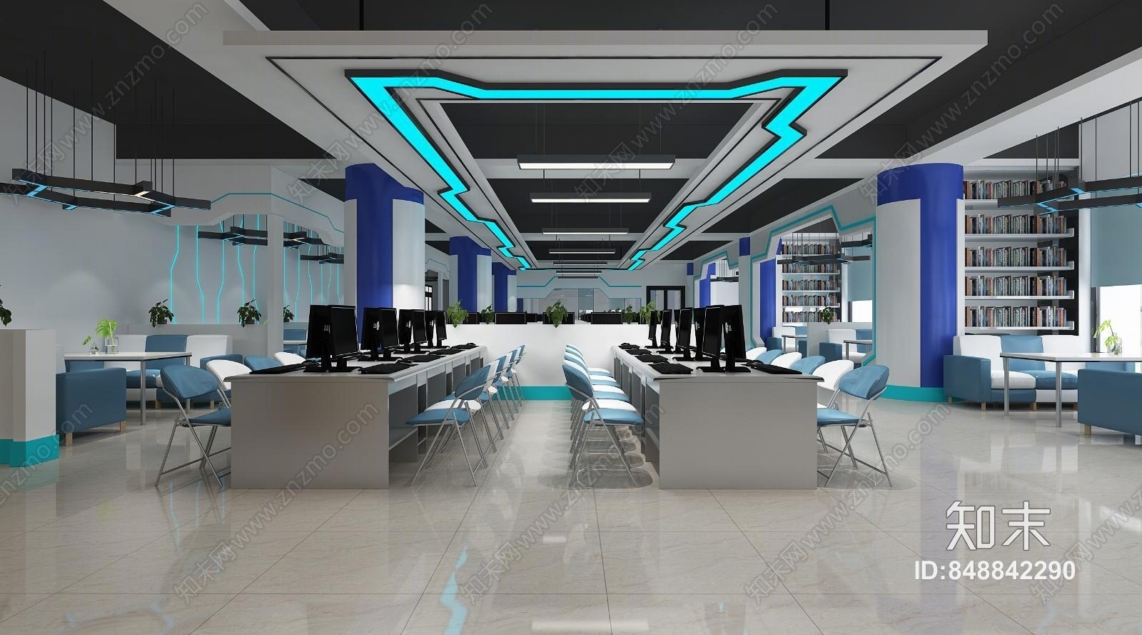 现代阅览室3D模型下载【ID:848842290】