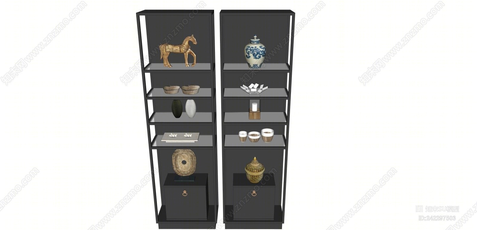 新中式展示架SU模型下载【ID:242297503】