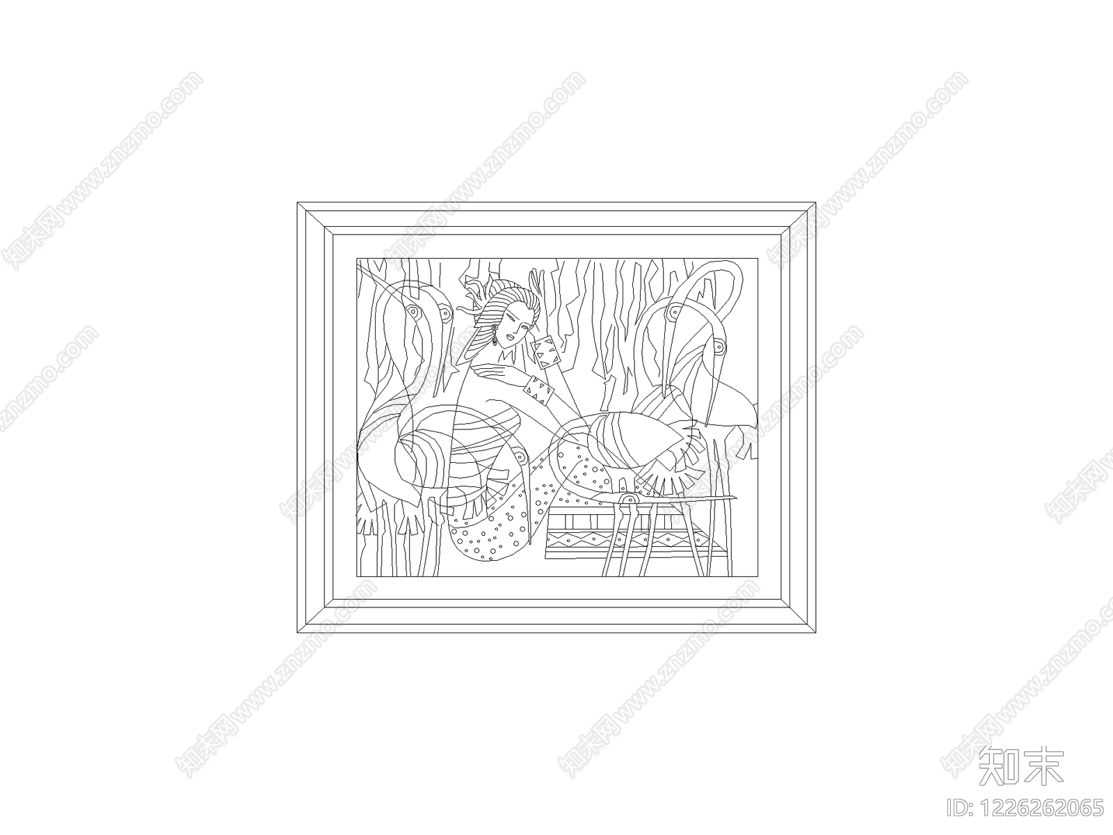 陈设类立面挂画cad施工图下载【ID:1226262065】
