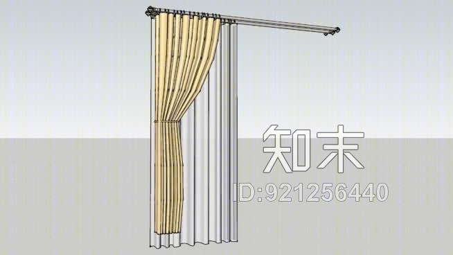金色窗帘SU模型下载【ID:921256440】