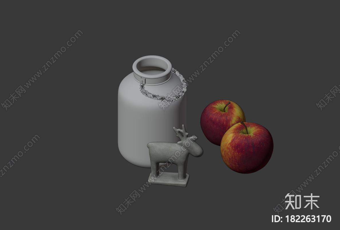 苹果玻璃瓶装核桃CG模型下载【ID:182263170】