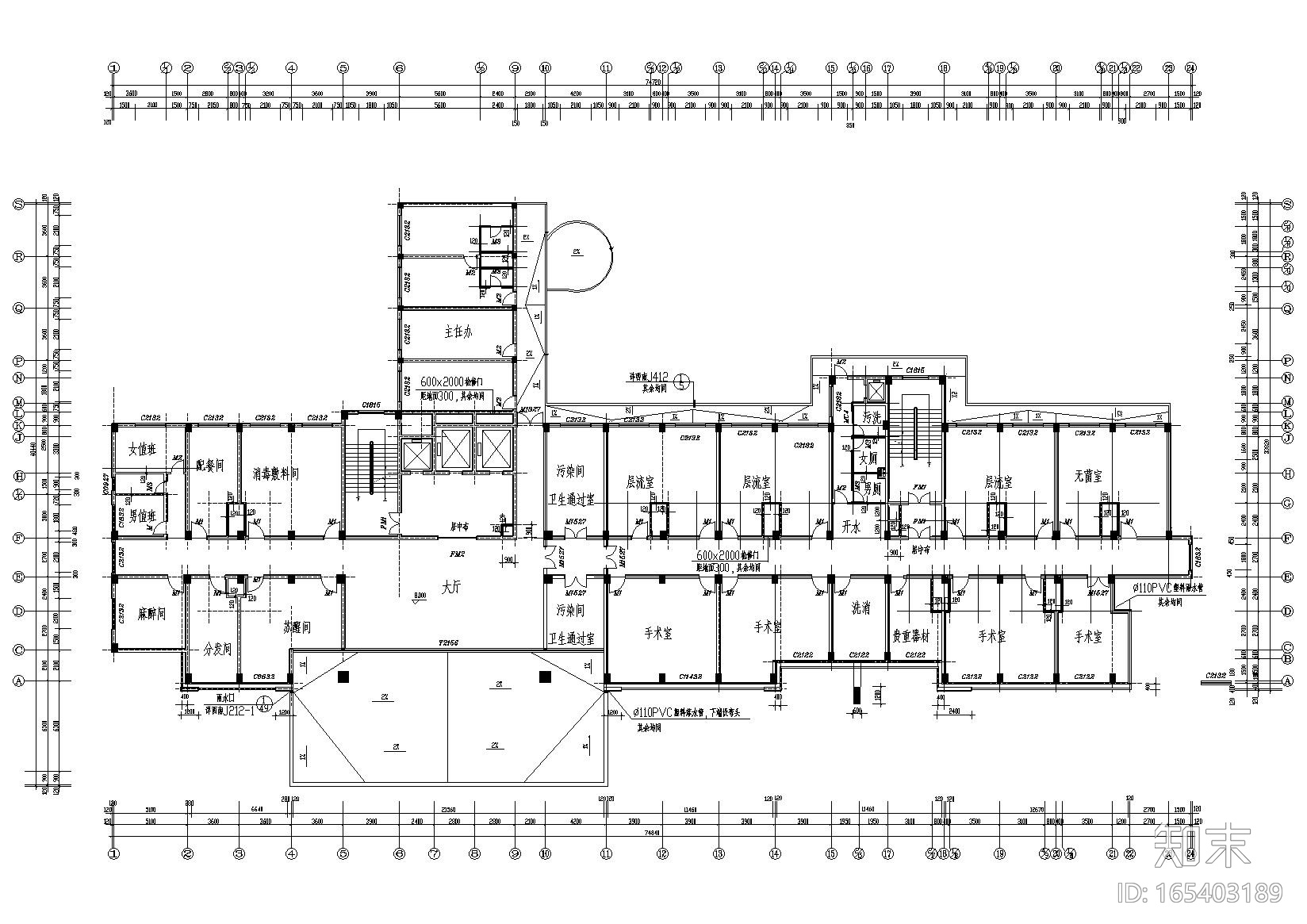 [四川]乐山市武警医院住院楼建筑工程施工图cad施工图下载【ID:165403189】