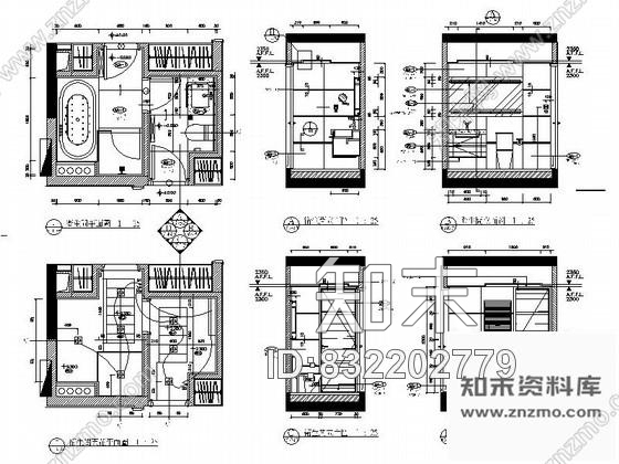 图块/节点主人房卫生间平立面图cad施工图下载【ID:832202779】