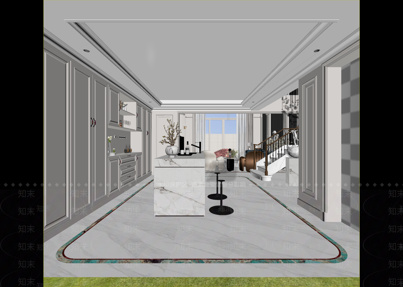 法式开放式厨房3D模型下载【ID:1215054409】