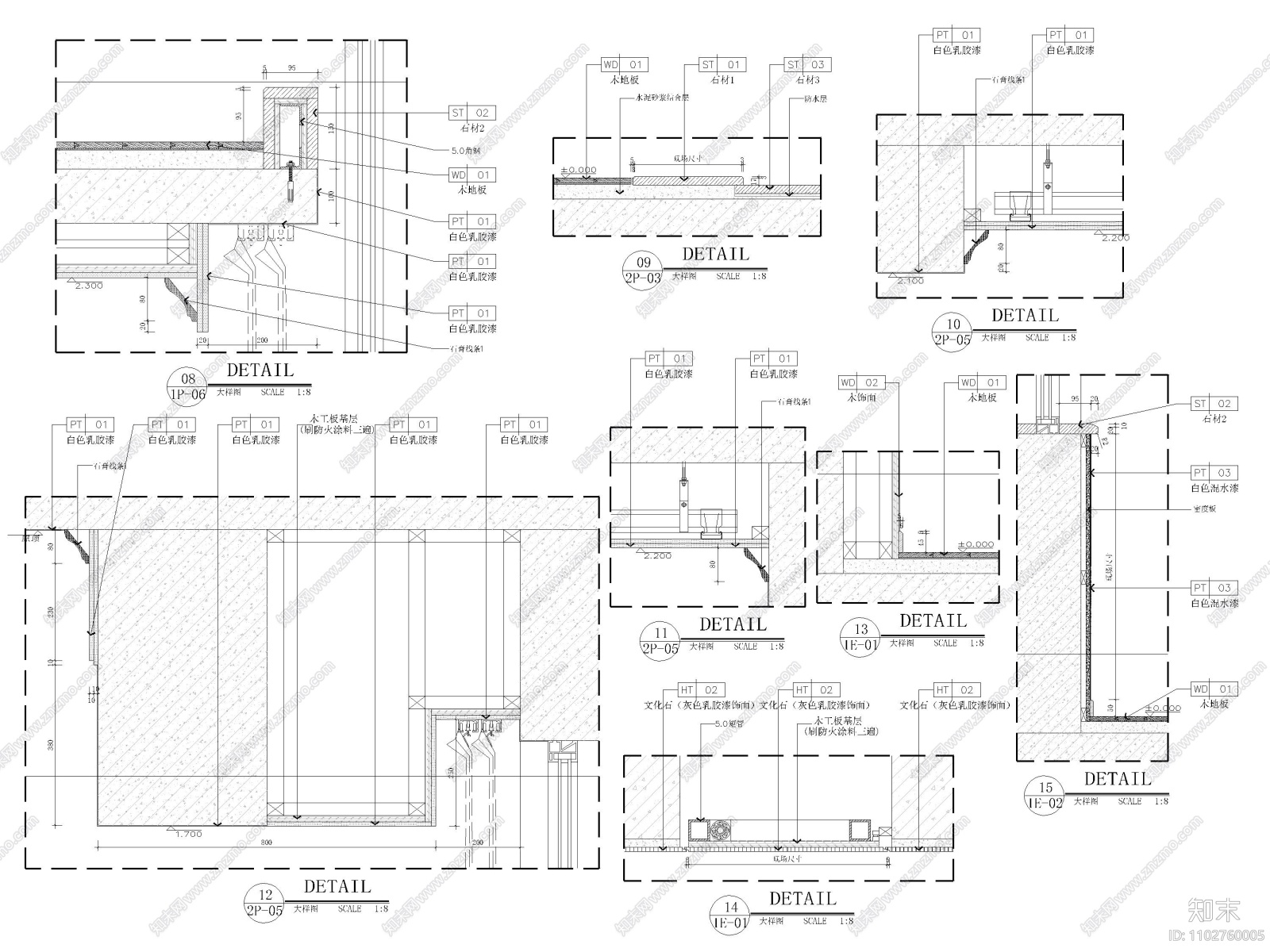 重庆68复式LOFT公寓样板房装修施工图施工图下载【ID:1102760005】