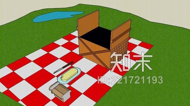 野草野餐只读小塘SU模型下载【ID:221721193】