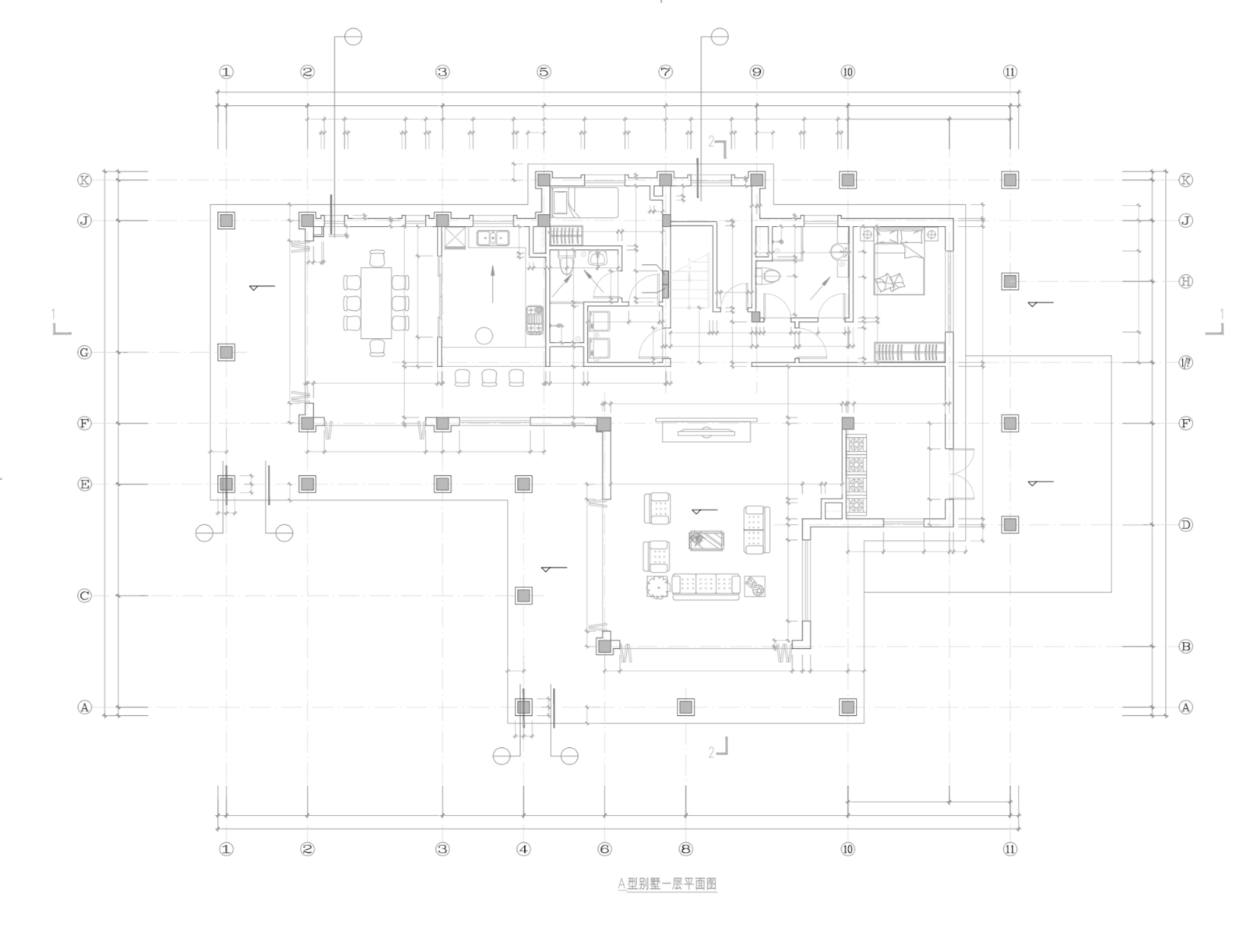 欧式三层独栋别墅建筑设计施工图cad施工图下载【ID:151389118】