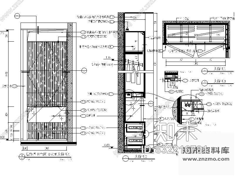 图块/节点总经理办公室卫生间衣柜详图施工图下载【ID:832216781】