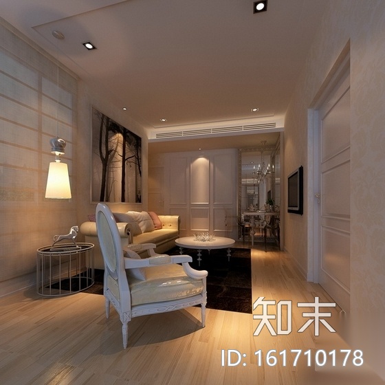 [福建]温馨之家简欧两居室样板房装修图（含效果）cad施工图下载【ID:161710178】