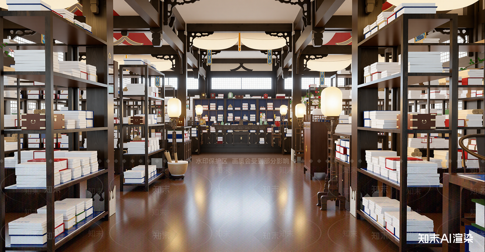 中式书房SU模型下载【ID:1216043876】