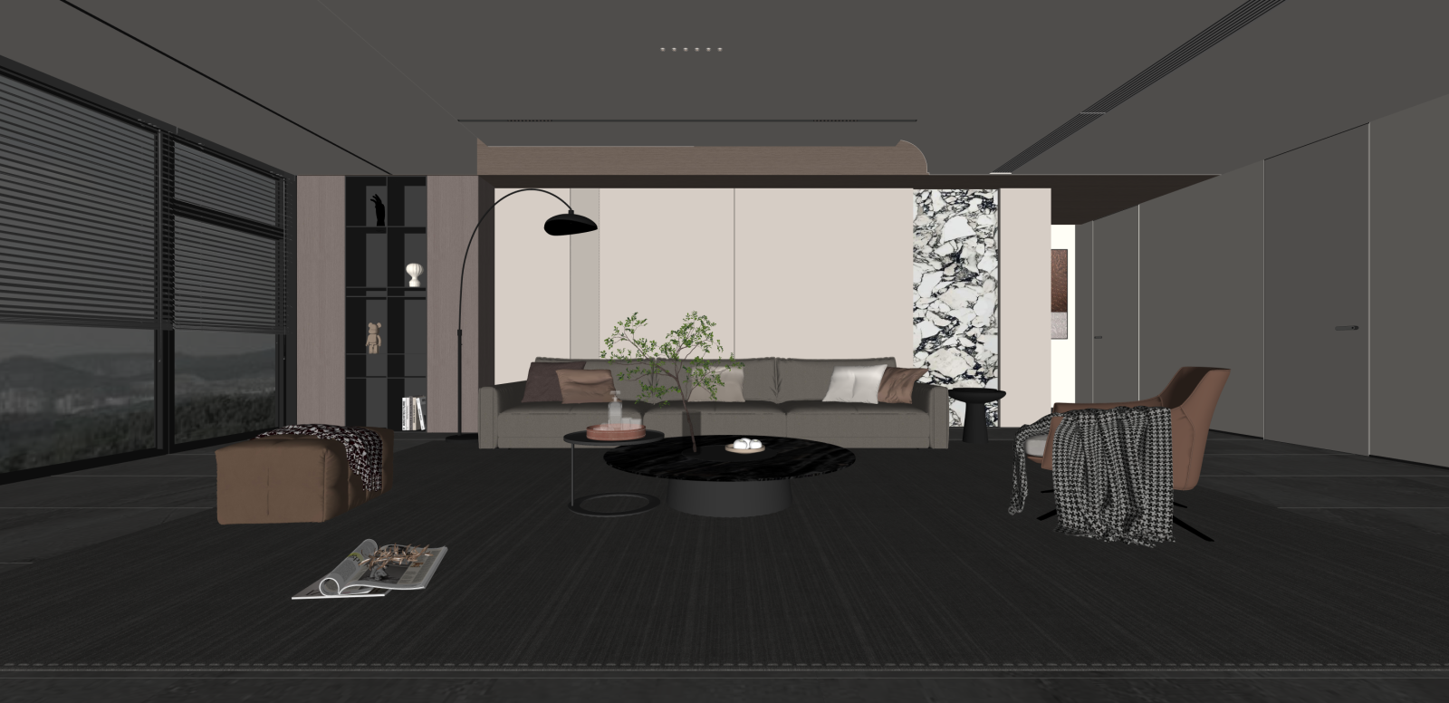 现代家居客厅SU模型下载【ID:1215938047】