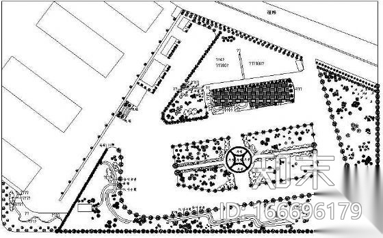 山东某粮油库绿化平面图cad施工图下载【ID:166696179】