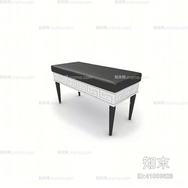 现代黑色皮质沙发凳3D模型下载【ID:41003628】