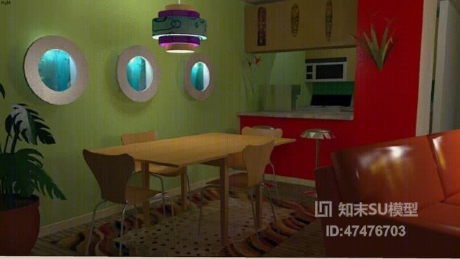 餐桌椅组合SU模型下载【ID:718035791】