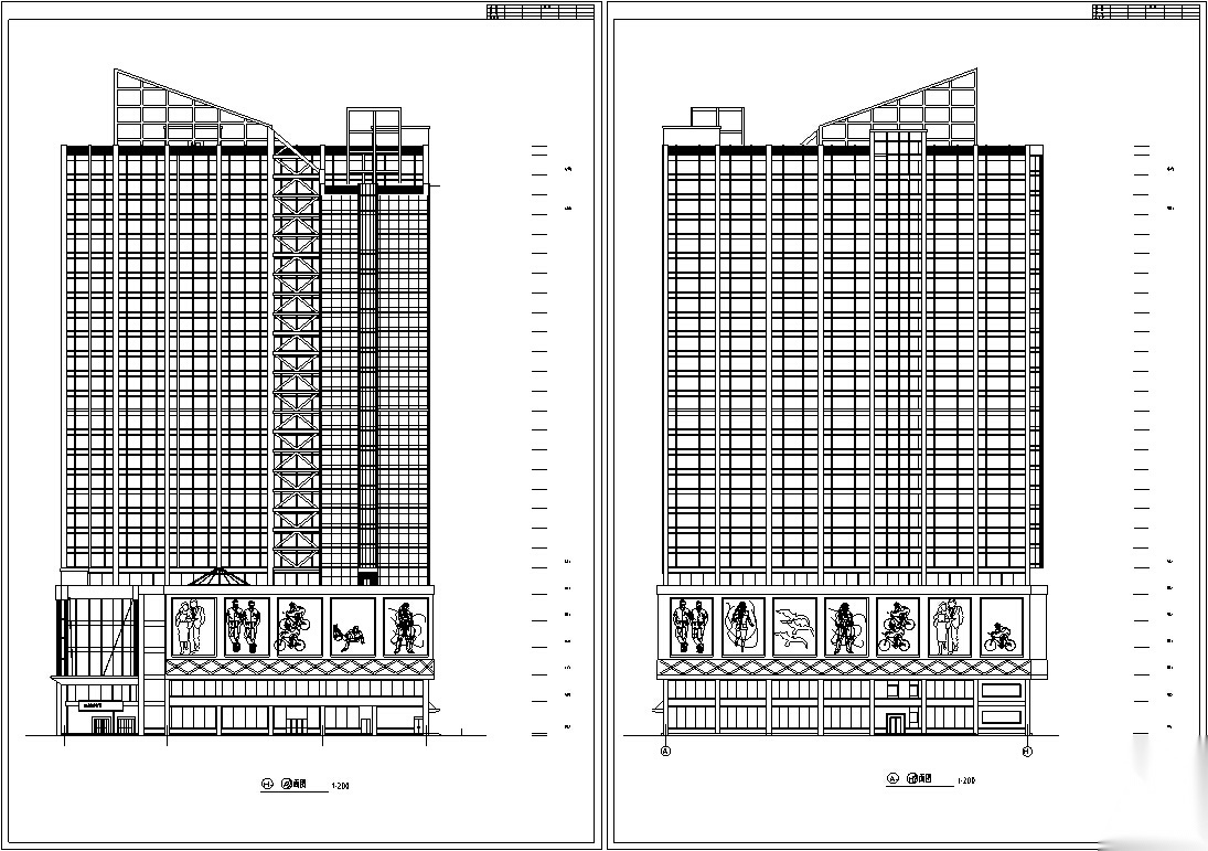 3套商住综合楼建筑设计施工图CAD施工图下载【ID:151479198】