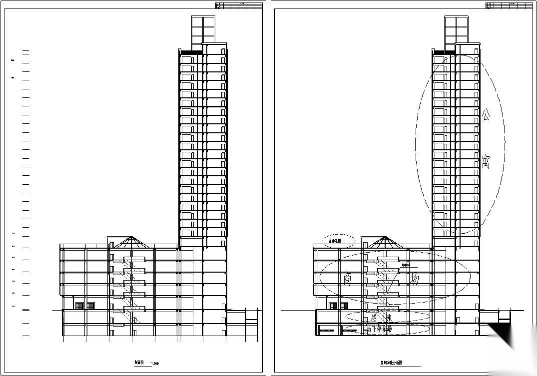 3套商住综合楼建筑设计施工图CAD施工图下载【ID:151479198】