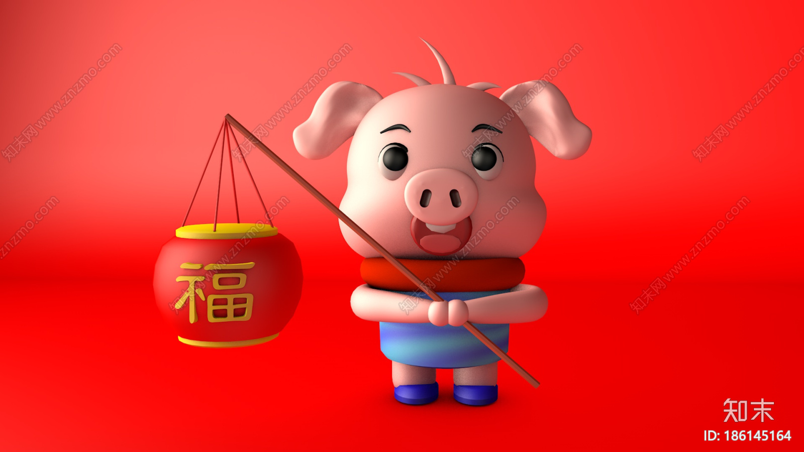 猪年拜年小猪c4dCG模型下载【ID:186145164】