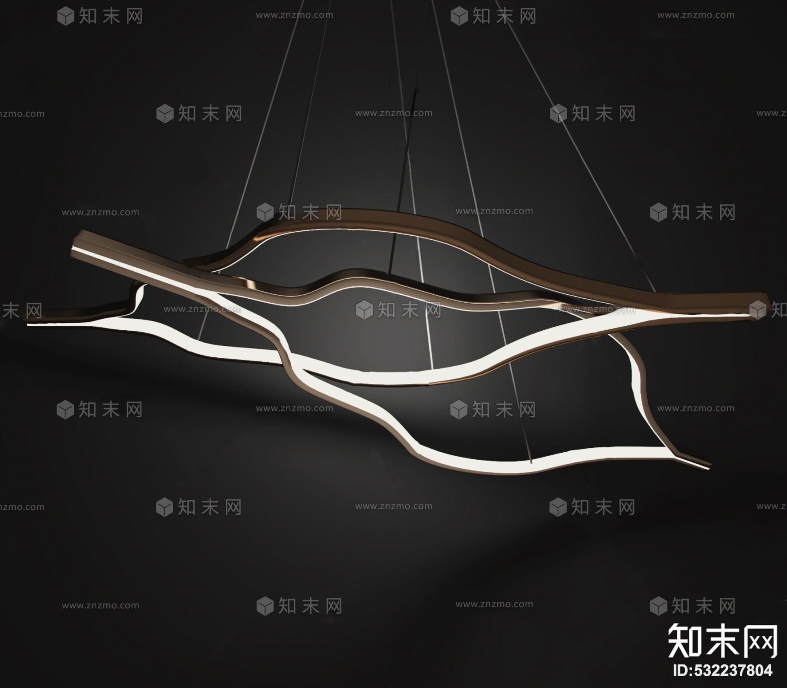 现代金属灯管吊灯3D模型下载【ID:532237804】