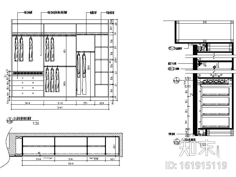 简约时尚三居样板房施工图cad施工图下载【ID:161915119】