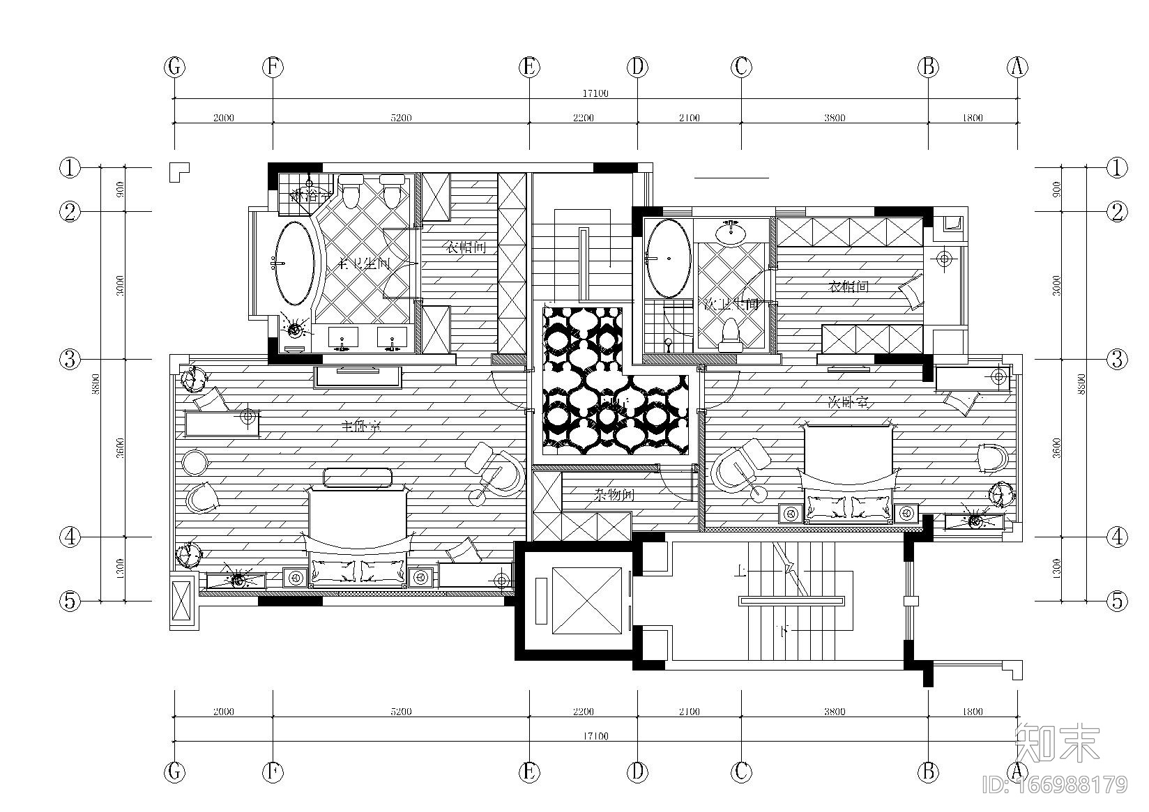 [上海]-欧式低调奢华跃层施工图+效果图cad施工图下载【ID:166988179】