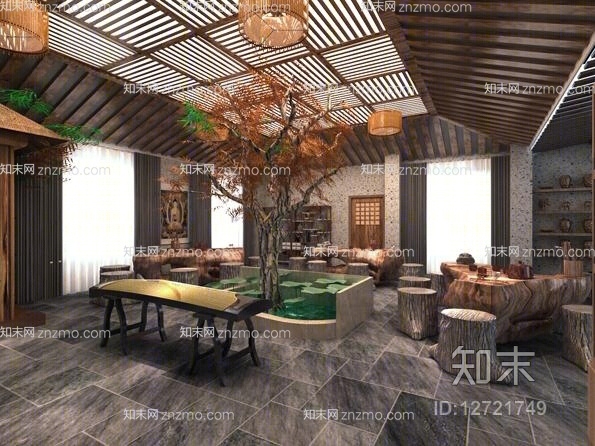 原木色木艺古筝3D模型下载【ID:12721749】