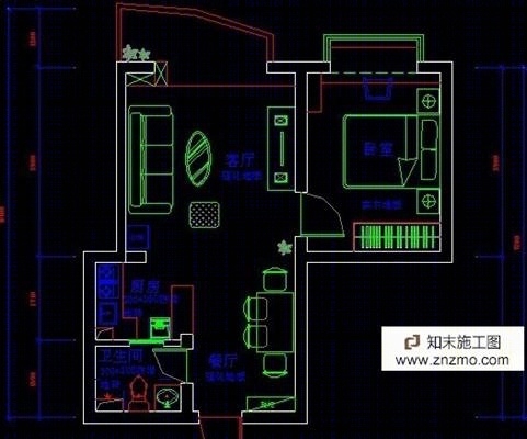 1室1厅小户型施工图下载【ID:56938754】