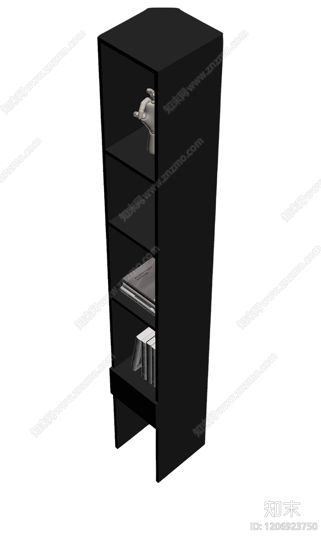黑色书架带装饰品3D模型下载【ID:1206923750】