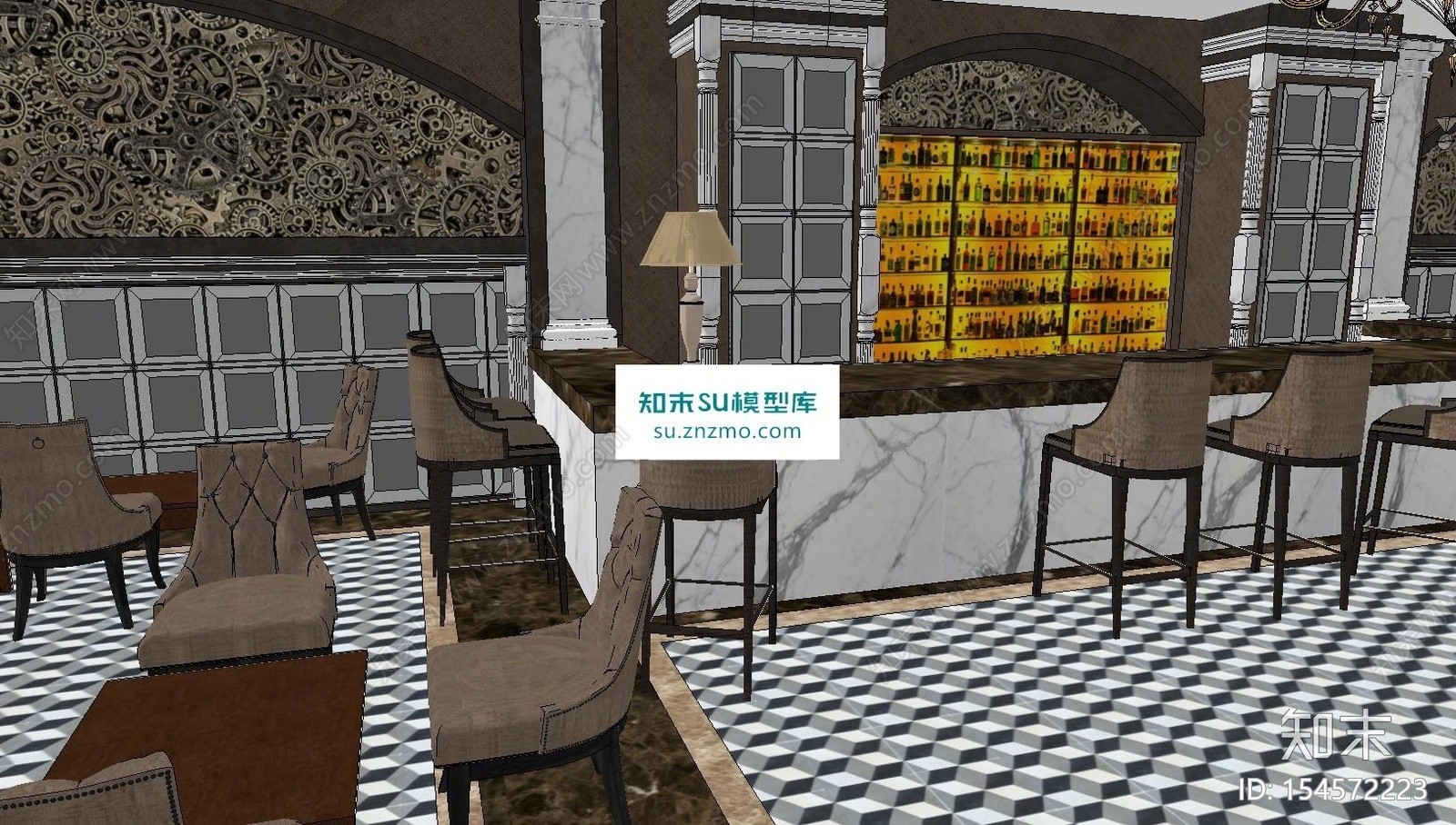 豪华酒吧SU模型下载【ID:154572223】