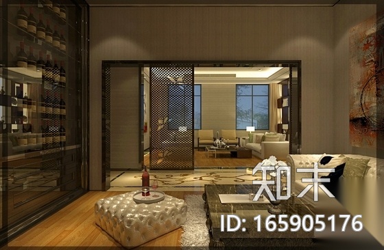 [广东]知名装饰公司新中式办公室装修施工图（含效果）cad施工图下载【ID:165905176】