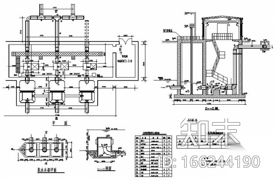 某自来水厂工艺图cad施工图下载【ID:166244190】