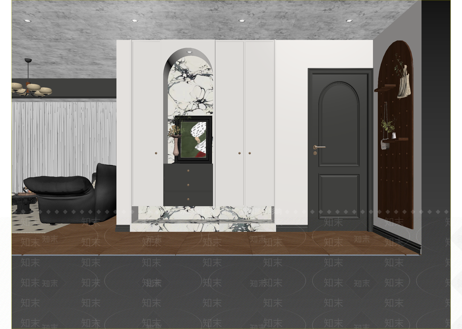 法式玄关3D模型下载【ID:1215108617】