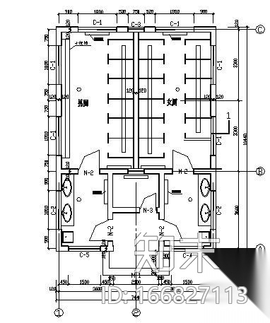 某单位公共厕所建筑结构方案图cad施工图下载【ID:166827113】