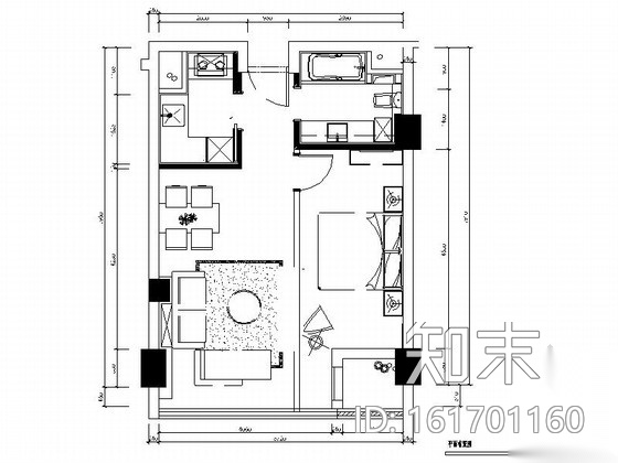 [上海]SOHO风格54平一居室室内设计装修施工图施工图下载【ID:161701160】