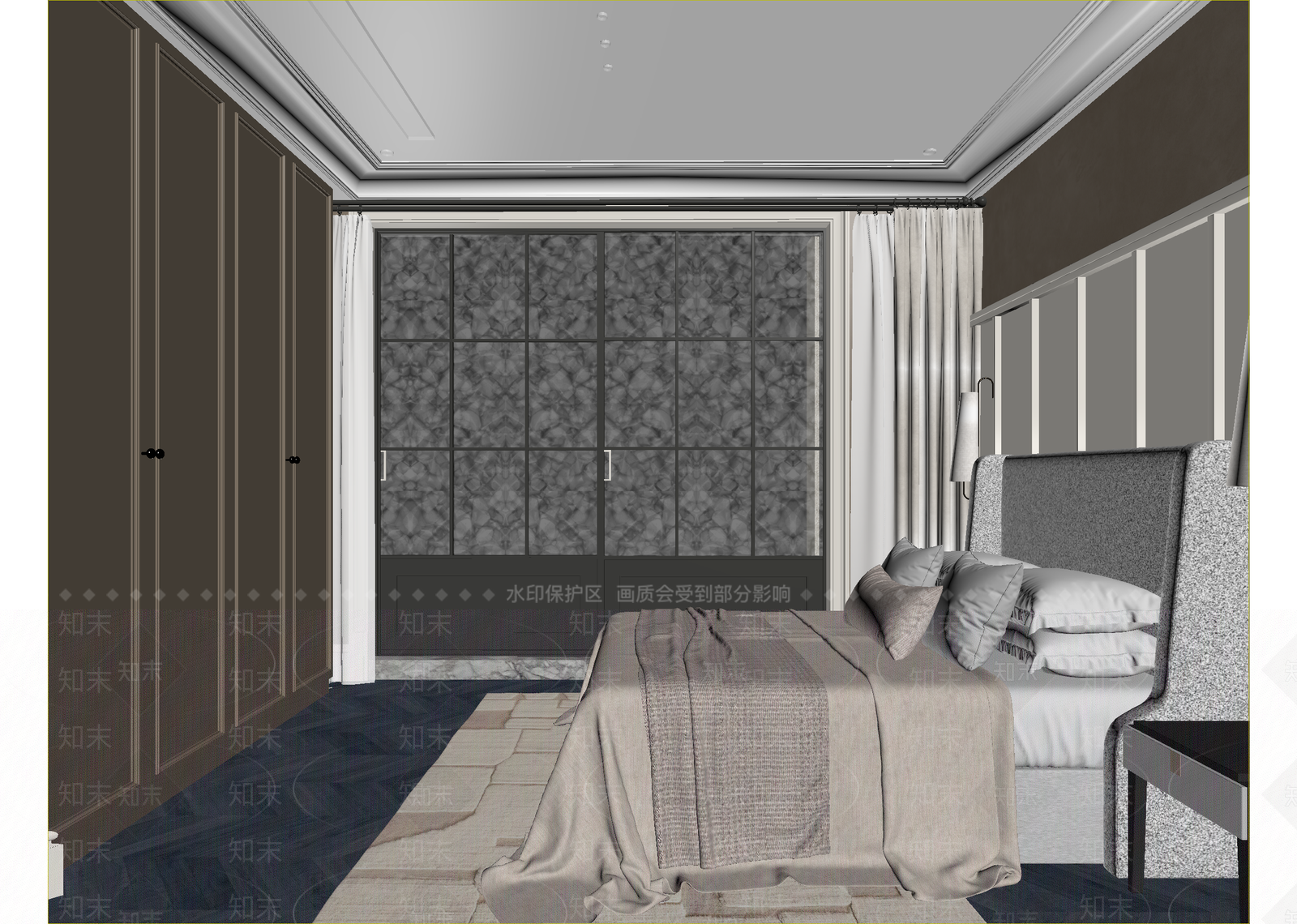 美式酒店客房3D模型下载【ID:1215189266】