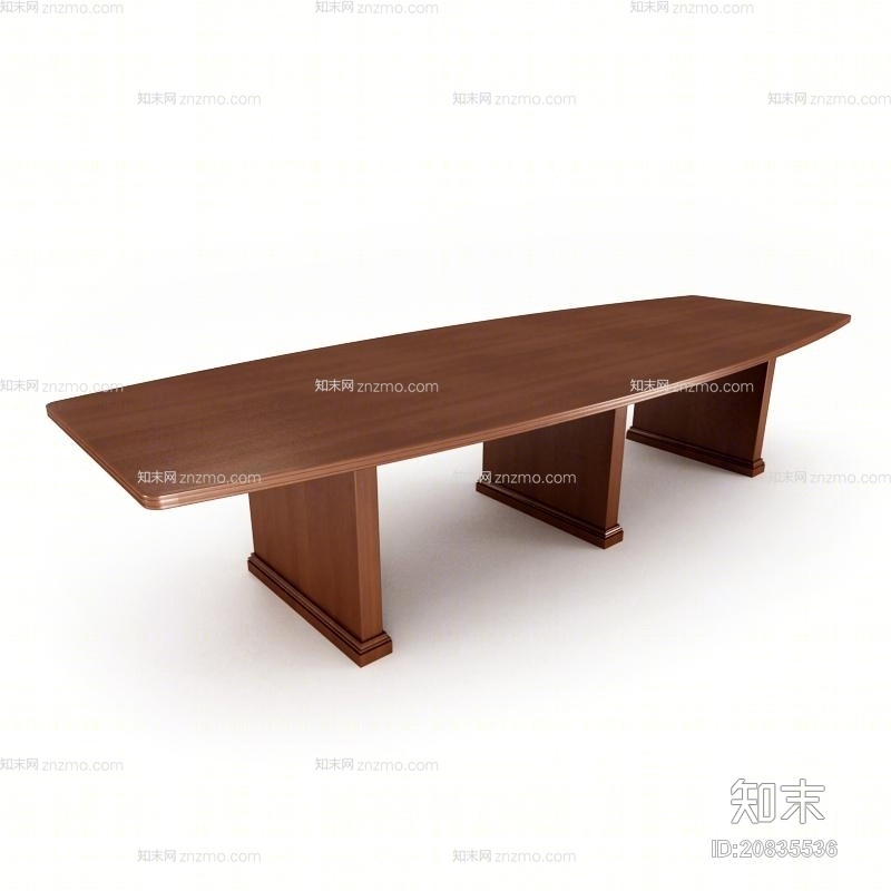 现代木艺会议桌3D模型下载【ID:20835536】