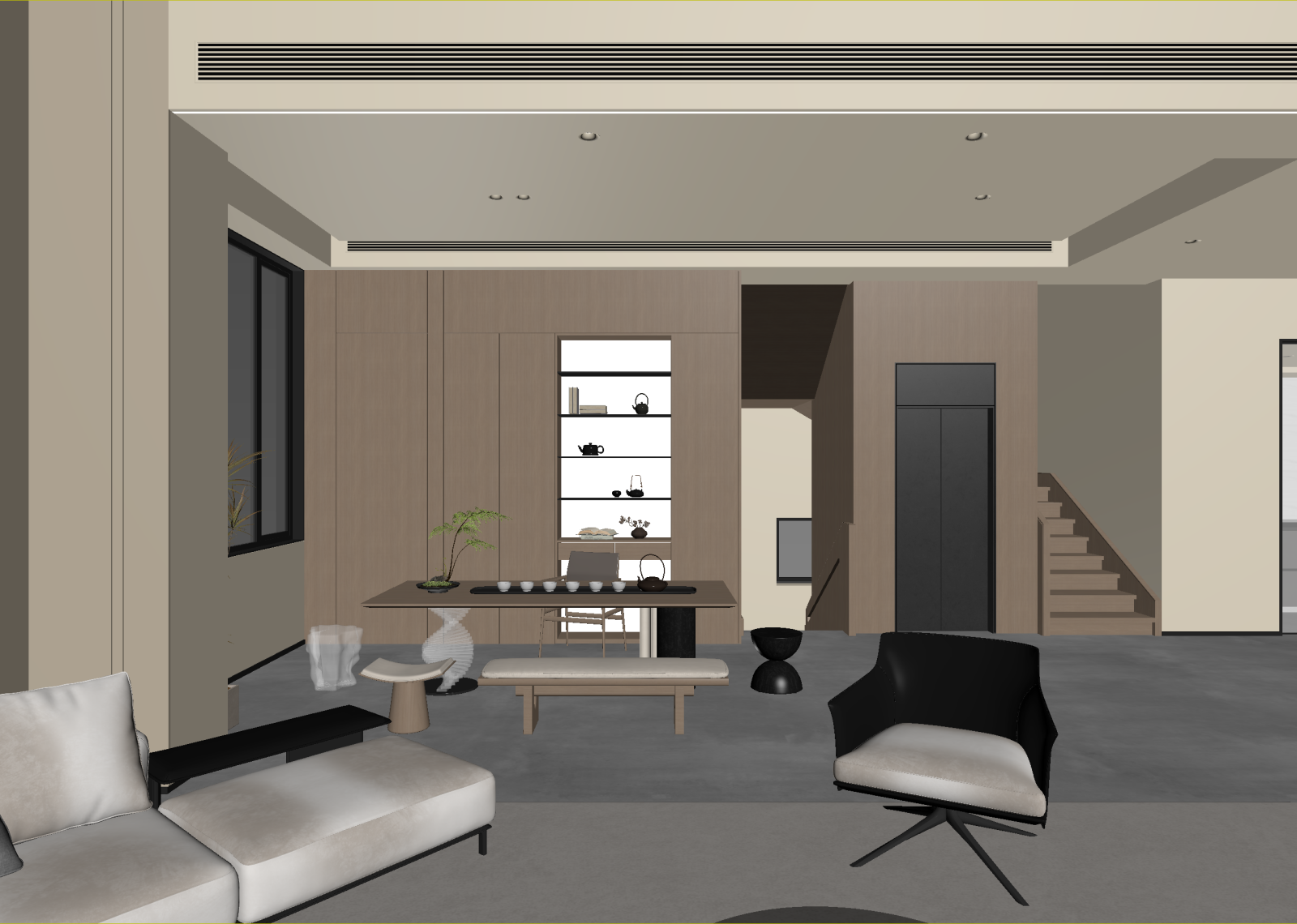 现代茶室3D模型下载【ID:1215040544】
