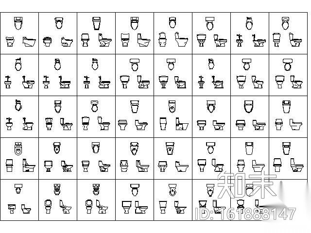 卫浴洁具精选图块集施工图下载【ID:161888147】