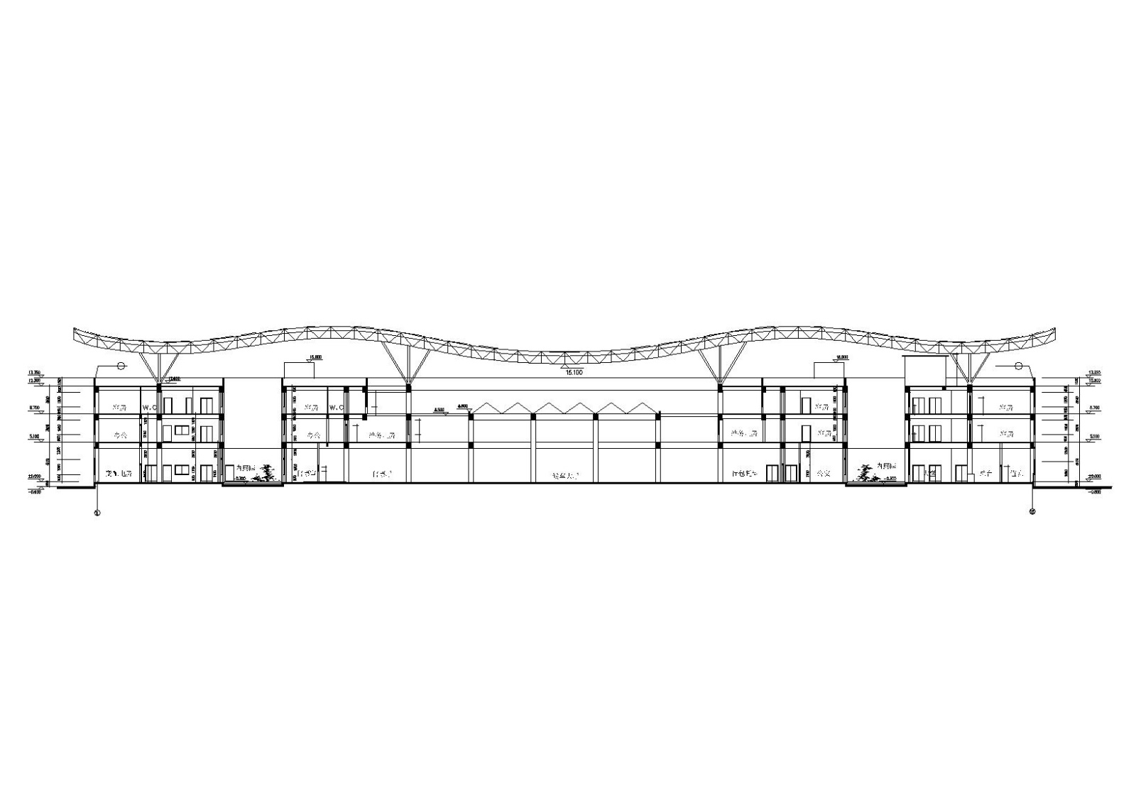 某三层汽车站设计建筑施工图（CAD）施工图下载【ID:160727182】