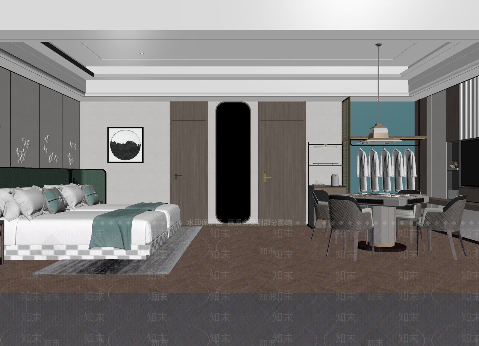 现代酒店客房3D模型下载【ID:1214816624】