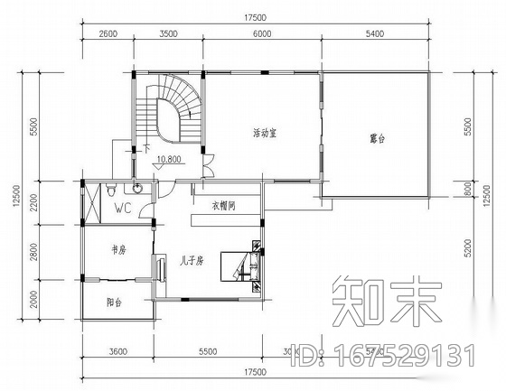 四层独栋别墅户型图(612.8)cad施工图下载【ID:167529131】