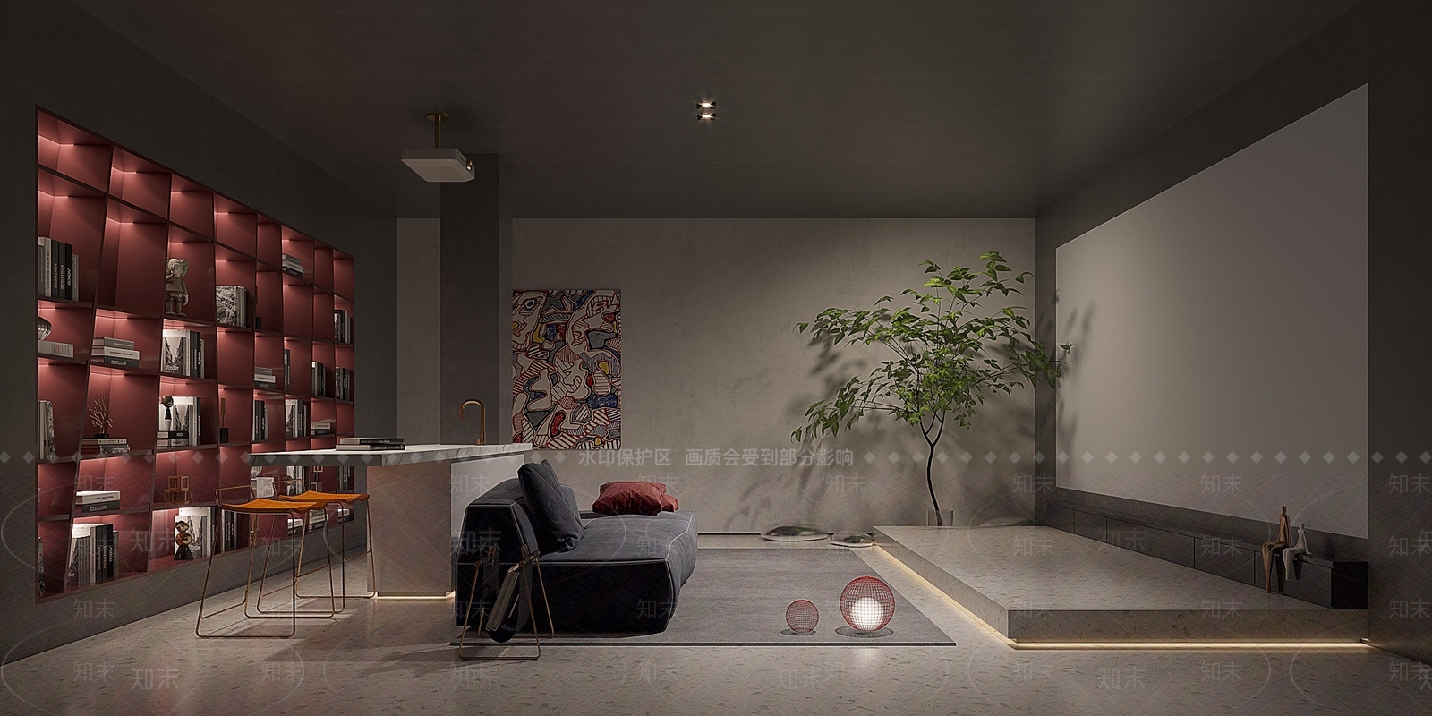 现代家居影音室3D模型下载【ID:887304071】